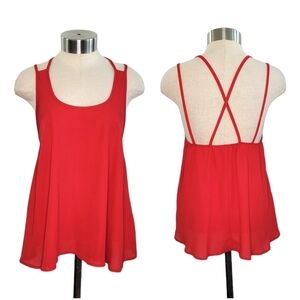 Color Me Red Sleeveless Strappy Flowy Scoop Neck Lightweight Top Women's Size S